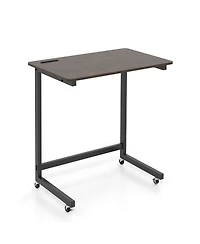 Gouun C-Shaped Mobile End Table with Wheels and Built-In Phone Slot, 23.5 x 15.5 x 26 in