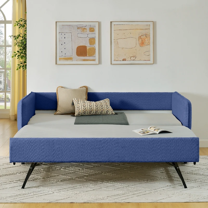 Streamdale Furniture Boucle Daybed w/ Twin Trundle Sofa Bed