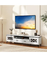 Sugift Farmhouse Tv Stand for TVs up to 80 Inch with 2 Drawers