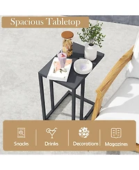 Gouun C-Shaped Metal Side Table with Adjustable Foot Pads, 17 x 12 x 21.5 in