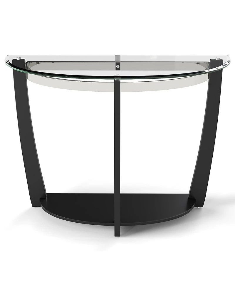 Gouun 2-Tier Tempered Glass Half-Moon Console Table with Open Shelf, 40 x 16 x 30 in