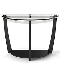 Gouun 2-Tier Tempered Glass Half-Moon Console Table with Open Shelf, 40 x 16 x 30 in