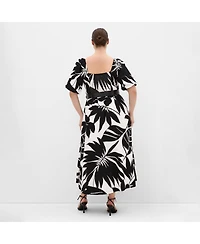 City Chic Plus Collins Oasis Print Belted Maxi Dress
