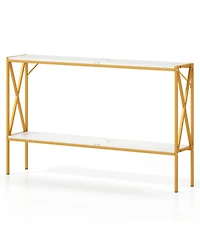 Gouun Narrow 2-Tier Console Table 47-Inch with Metal Frame