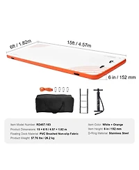 Givimo 15 x 6FT Inflatable Floating Dock Non-Slip Platform with Ladder for Pool and Beach