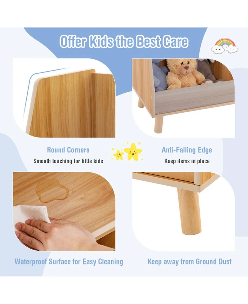 Gouun 5-Cube Kids Bookshelf and Toy Organizer with Anti-Tipping Kits