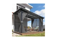 Aecojoy 12'x8' Outdoor Hardtop Metal Gazebo with Curtain and Netting