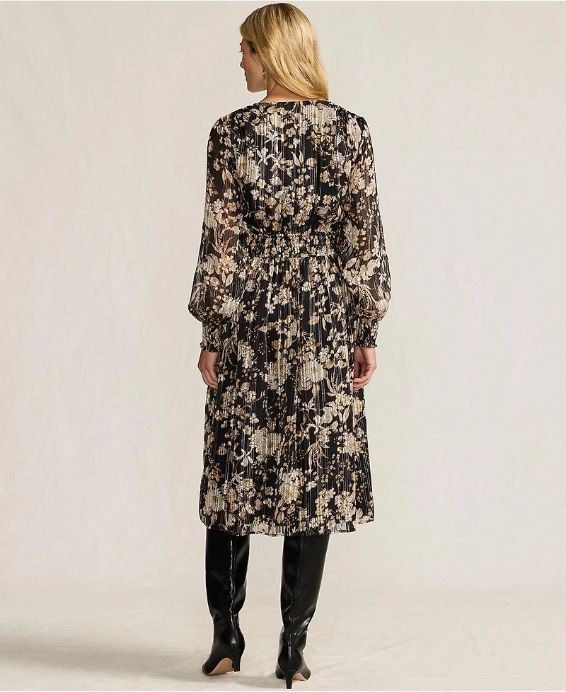 Lands' End Women's Lurex Shadow Stripe Midi Dress