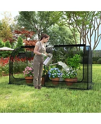 Sugift Tunnel Crop Cage Large Portable Plant Protection Tent with 2 Roll-up Zippered Doors
