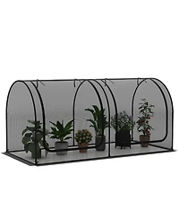 Sugift Tunnel Crop Cage Large Portable Plant Protection Tent with 2 Roll-up Zippered Doors