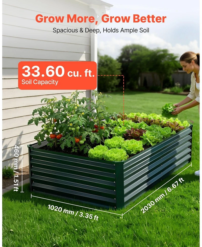 Sugift Galvanized Raised Garden Bed 6.67 x 3.35 ft Rustproof Elevated Planter Box for Vegetables