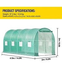 Sugift Walk-in Tunnel Greenhouse 15 x 7 x 7 ft Portable With Zippered Door and 8 Mesh Windows