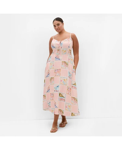 City Chic Women's Billie Postcard Print Maxi Dress