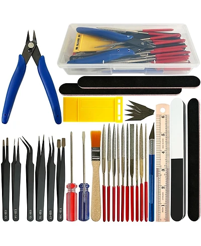 Gnuadz 32Pcs Model Diy Tool Kit Modeler Basic Craft Set Dollhouse Miniature Hobby Building Handmade Tools