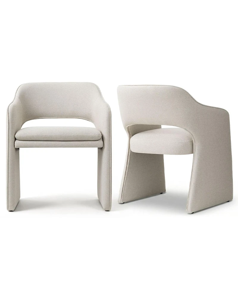 Maison Boucle Set of 2 Dining Chairs, 19-Inch Upholstered Armchairs