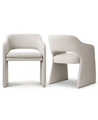 Maison Boucle Set of 2 Dining Chairs, 19-Inch Upholstered Armchairs