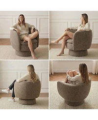 Maison Boucle 31 Tweed Swivel Barrel Accent Chair, Upholstered Armchair, 1 Pc