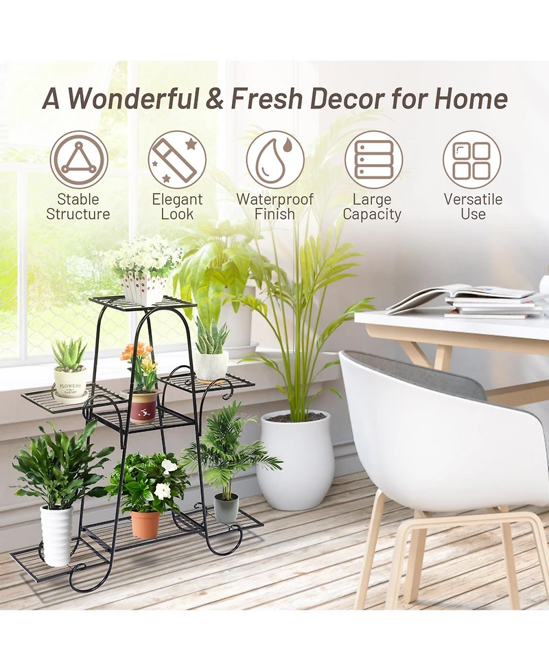 Sugift 7 Tier Metal Patio Plant Stand