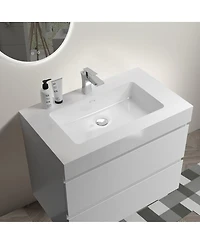 Sillysis 30" Wall Mounted Bathroom Vanity with Sink, Modern Minimalist Mdf Floating Bathroom Vanity without Faucet, Pre-Assembled