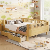 Streamdale Furniture Full Wood Platform Bed with Rails