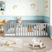 Streamdale Furniture Bed Floor Bed with Safety Guardrails and Door for Kids