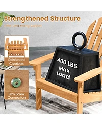 Slickblue Acacia Wood Patio Adirondack Chair with Inclined Seat and High Backrest for Porch Poolside