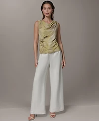 Donna Karan New York Women's Printed Cowl Neck Blouse