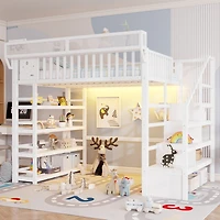 Streamdale Furniture Full Loft Bed w/ Storage and Charging Station