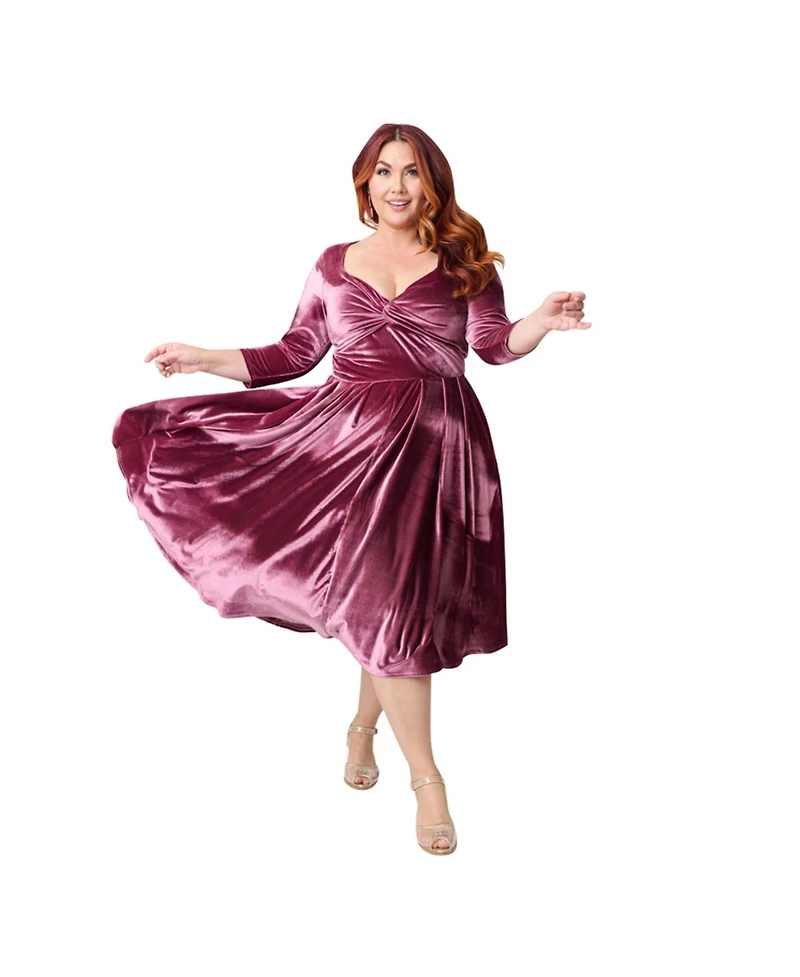 Unique Vintage Plus 1950s Front Twist Swing Dress