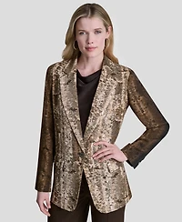 Dkny Women's Printed Long-Sleeve Blazer