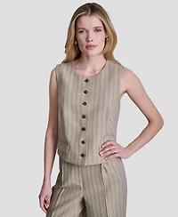Dkny Women's Pinstripe Button Front Vest