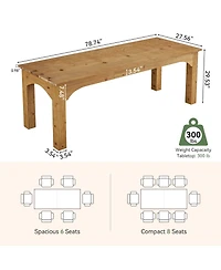 Tribesigns 78.7-Inch Large Dining Table for 6-8 People, Solid Wood Farmhouse Kitchen Table, Narrow Long Rectangular Dinner Tables
