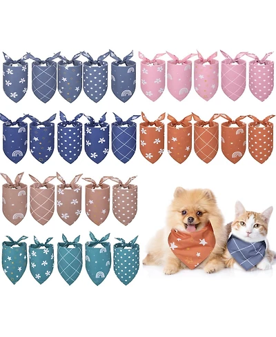 Aronkl 30 Pack Dog Bandanas Bulk Plaid Adjustable Washable Scarf Triangle Pet Costume Outfit For Small Medium Large Dogs Cats