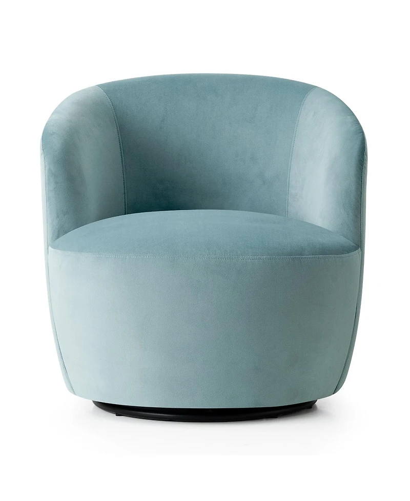 Maison Boucle Velvet Swivel Barrel Accent Chair 27 Inch Wide Upholstered 1 Piece