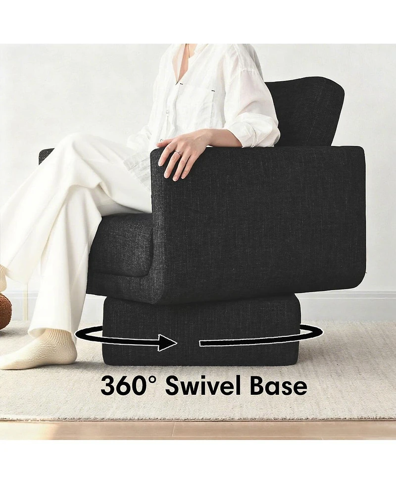 Maison Boucle 360 Swivel Barrel Accent Chair, Modern Club Lounge 1 Pc