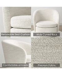 Maison Boucle 30.5" Swivel Tub Accent Chair, Woven Fabric Barrel Armchair, 1 Pc