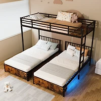Streamdale Furniture Metal Triple Bunk Bed, Separates to 3 Twins