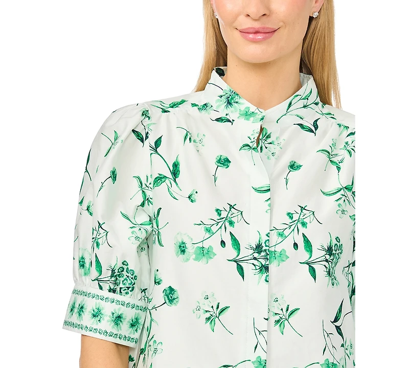 CeCe Women's Short-Sleeve Collared Button-Up Shirt
