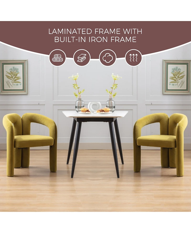 Rainsken Velvet Fabric Barrel Side Chair Set of 2