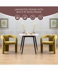 Rainsken Velvet Fabric Barrel Side Chair Set of 2