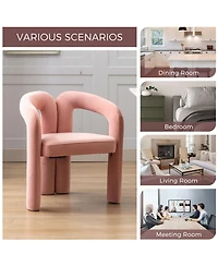 Rainsken Velvet Accent Chair Set of 2, Barrel Chairs with Curved Backrest and Elephant Feet for Living Room Decor