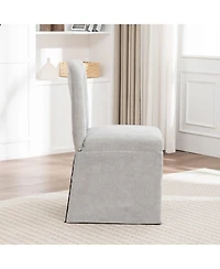 Rainsken Linen Dining Chairs Set of 2, Modern Fabric Side Chairs with Padded Seat and Backrest, Armless Upholstered Chairs for Kitchen, Living Room