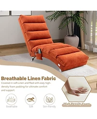 Rainsken Luxury Upholstered Chaise Lounge Chair with Gentle Vibration Function, Linen Leisure Recliner for Living Room