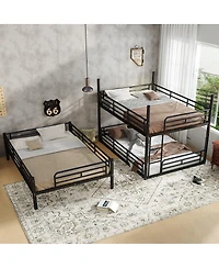 Streamdale Furniture Metal Triple Bunk Bed with Guardrails