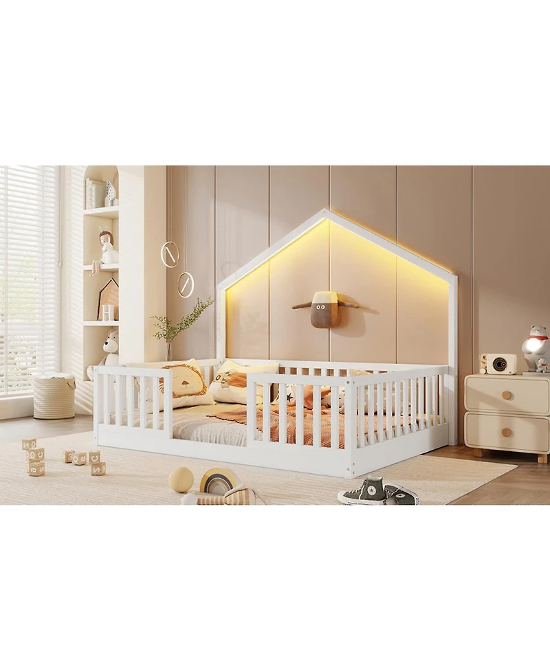Streamdale Furniture Wooden Montessori Floor Bed with Light