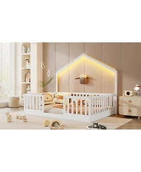 Streamdale Furniture Wooden Montessori Floor Bed with Light