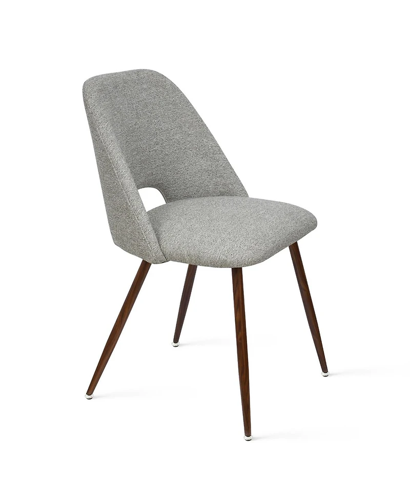Maison Boucle Set of 4 Upholstered Dining Chairs, Modern Fabric, Walnut Metal Legs