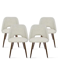 Maison Boucle Set of 4 Upholstered Dining Chairs, Modern Fabric, Walnut Metal Legs