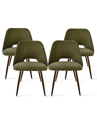 Maison Boucle Set of 4 Upholstered Dining Chairs, Modern Fabric, Walnut Metal Legs
