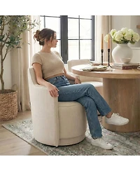 Maison Boucle Swivel Dining Armchair, Upholstered Barrel Accent Chair, 1 Pc